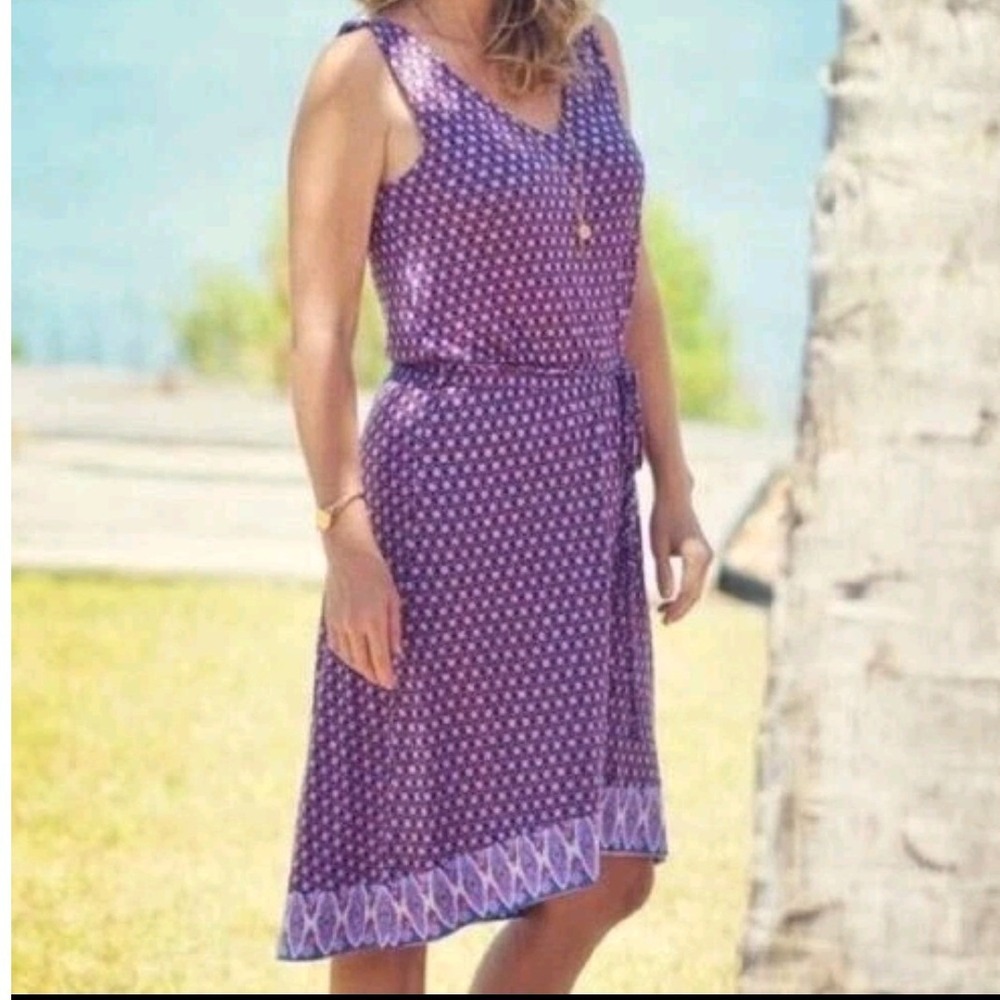 Matilda Jane Caravan Reversible Geo Boho Floral Midi Dress Medium Pink purple